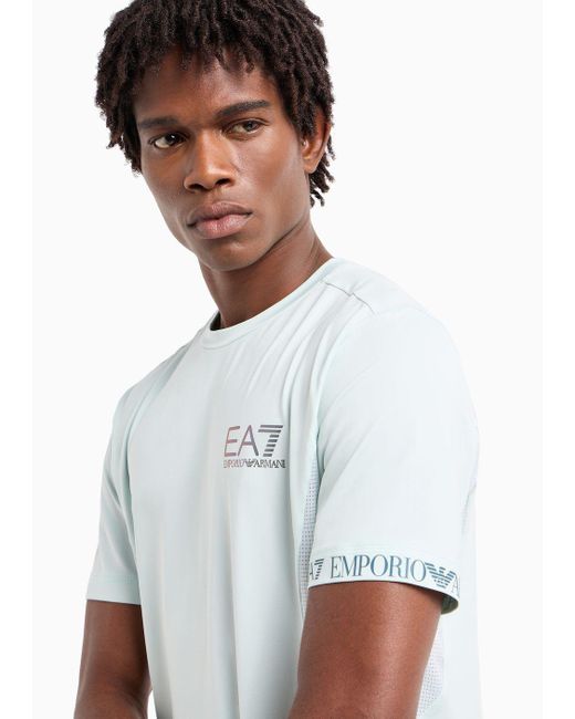 EA7 White Dynamic Athlete T-shirt In Ventus7 Technical Fabric for men