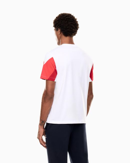 EA7 Red Summer Block Cotton Jersey Crew-Neck T-Shirt for men