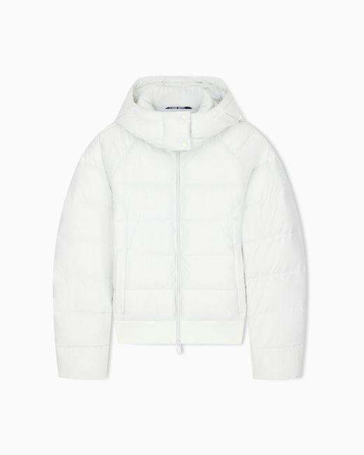 EA7 White Bomber Jacket Regular Fit Padded With Hood