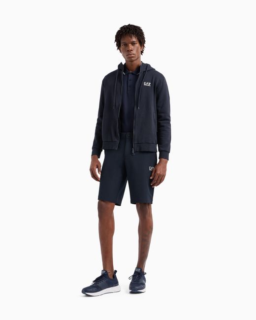 EA7 Core Identity Sweatshirt Mit Kapuze Aus Einer Baumwollmischung in Blue für Herren