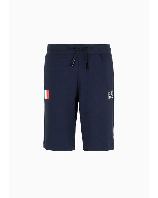 EA7 Blue Graphic Series Bermuda Shorts With Flag Print for men