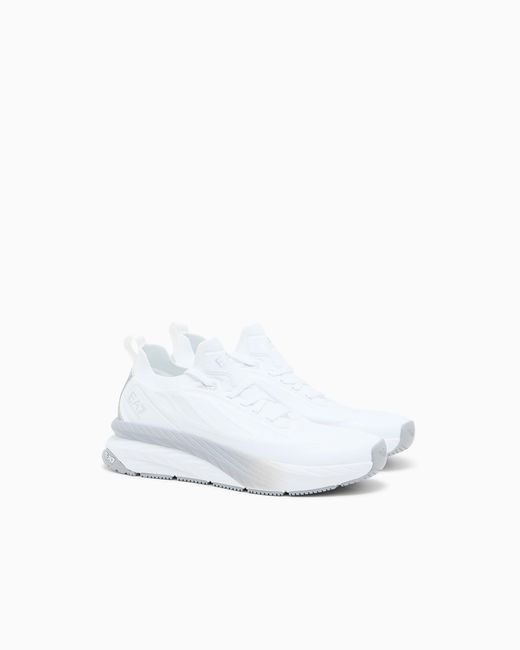 EA7 White Crusher Sonic Knit Sneakers