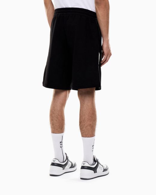 EA7 Black Summer Block Pure Cotton Shorts for men