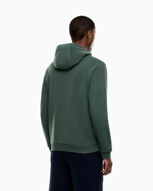 EA7 Green Lux Identity Cotton-Blend Hooded Sweatshirt for men