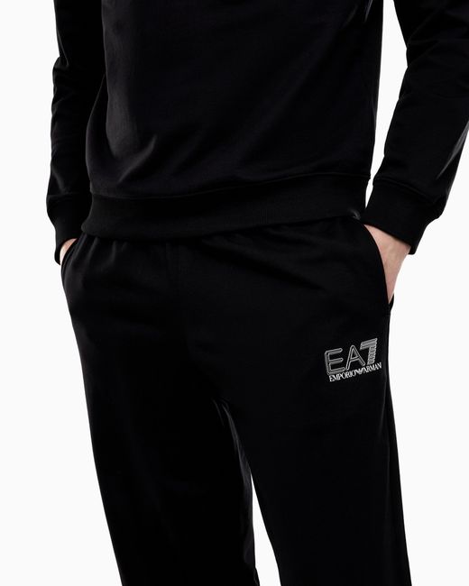 EA7 Black Visibility Pure Cotton Tracksuit for men