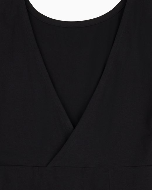 EA7 Black Stretch Cotton Jersey Short Dress
