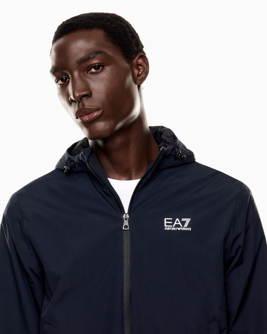 EA7 Blue Core Identity Hooded Bomber for men
