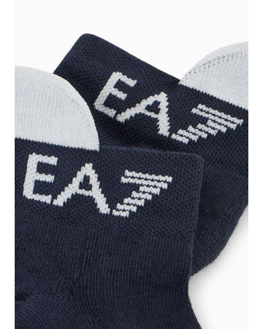 EA7 Blue Tennis Pro Cotton-blend Ankle Socks