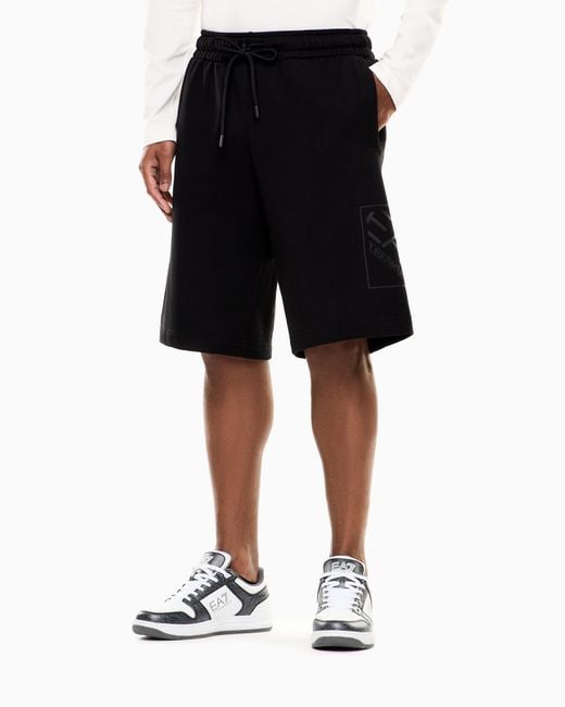 EA7 Black Logo Series Cotton Shorts for men