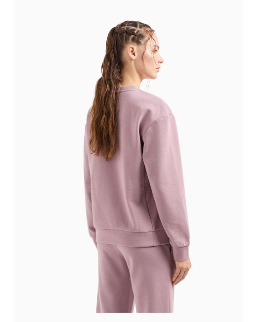EA7 Pink Logo Series Cotton-blend Crew-neck Sweatshirt