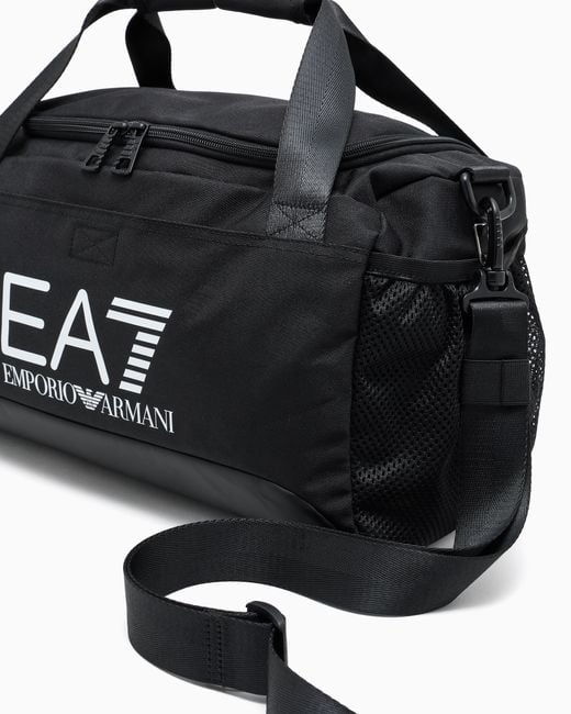 EA7 Black Train Core Small Gym Bag With Oversized Logo