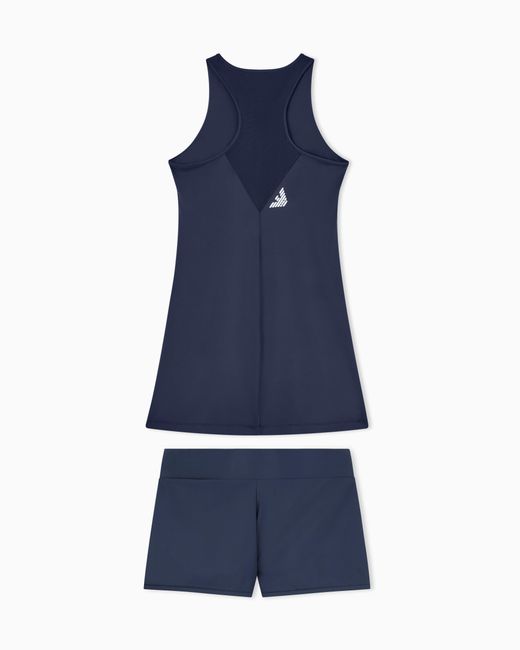 EA7 Blue Ventus Dress With Mesh Back And Matching Shorts Tennis Pro