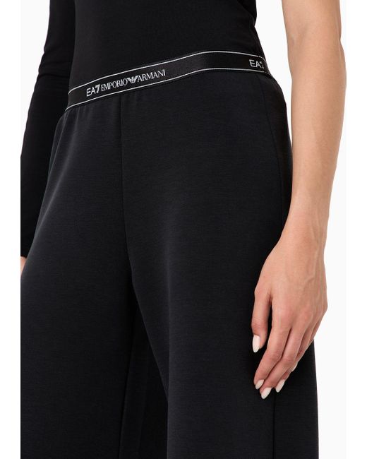 Pantaloni Ampi Logo Series In Misto Modal di EA7 in Black