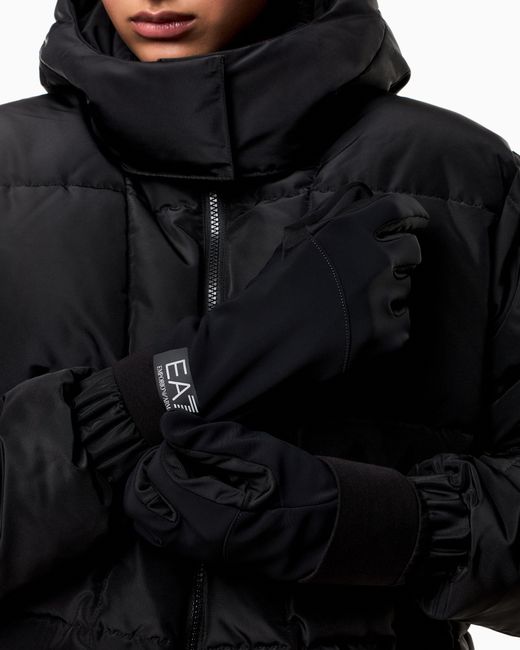 EA7 Black Technical Fabric Gloves