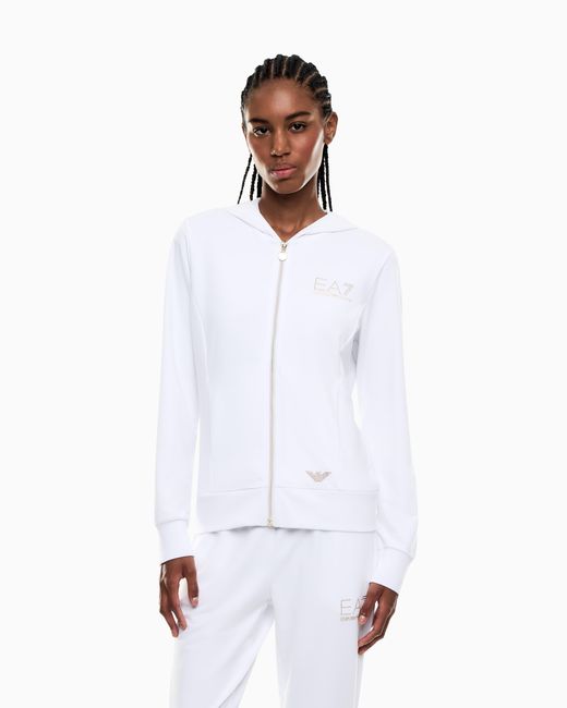 EA7 White Evolution Hooded Sweatshirt