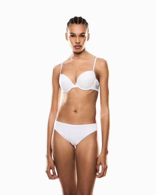 EA7 White Push-Up Bralette Bikini With Logo