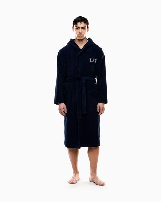 EA7 Blue Terry Robe for men
