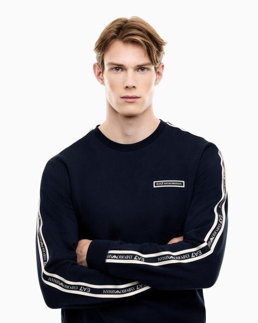 EA7 Blue Sweatshirt Logo Series Regular Fit Jersey for men