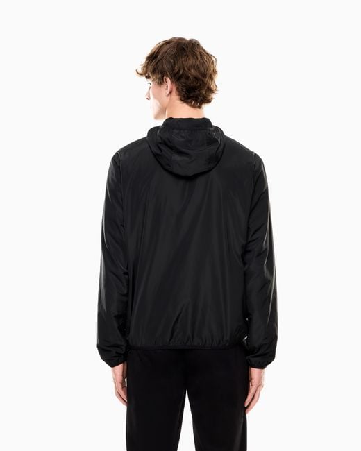 EA7 Blue Technical Hooded Bomber With Zip Closure Core Identity for men