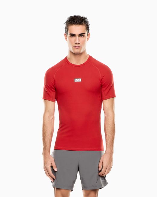 EA7 Red Dynamic Athlete T-Shirt for men