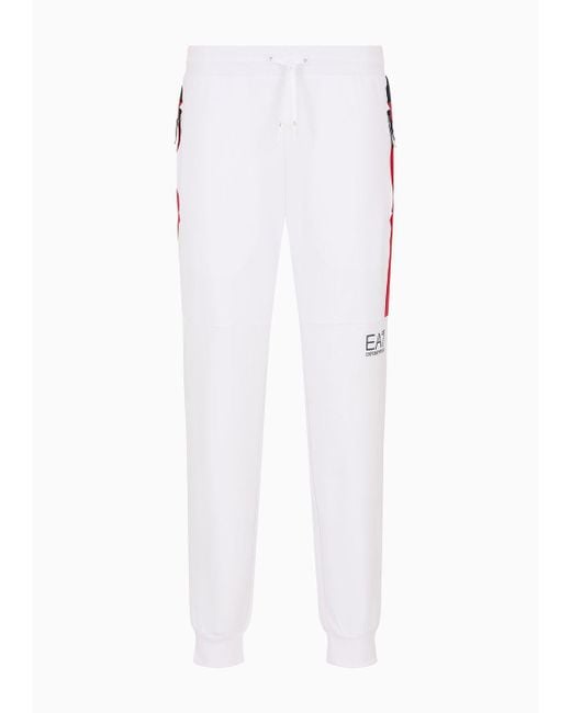 Pantaloni Jogger Summer Block In Misto Cotone Riciclato Asv di EA7 in White da Uomo