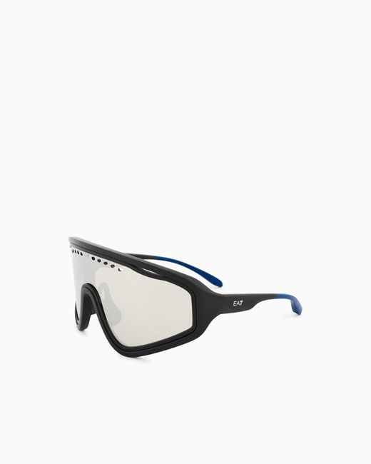 EA7 Black Irregular-Shaped Sports Sunglasses for men