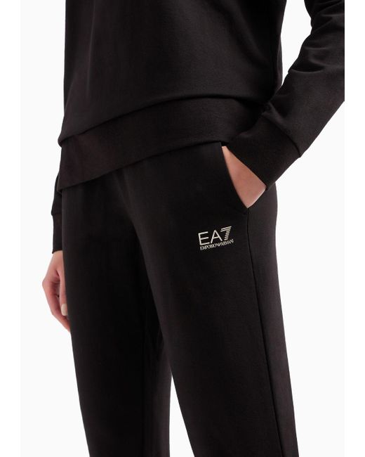 EA7 Black Stretch-cotton Tracksuit With Logo