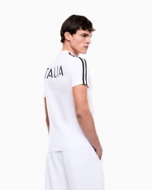 EA7 White Italian Spirit Cotton-Jersey Crew-Neck T-Shirt for men