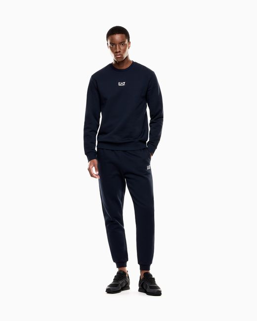 EA7 Blue Core Identity Cotton-Blend Crew-Neck Sweatshirt for men