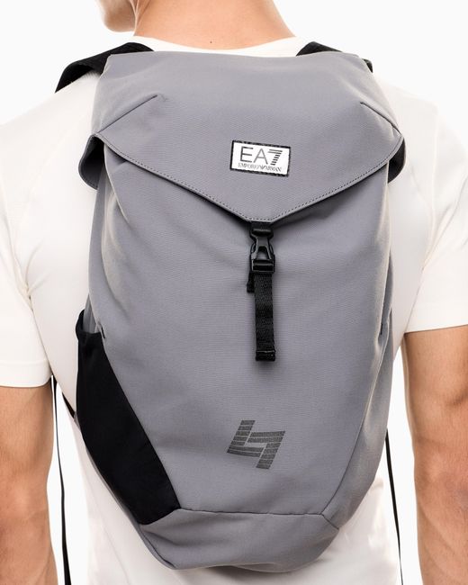 EA7 Gray Nylon Backpack