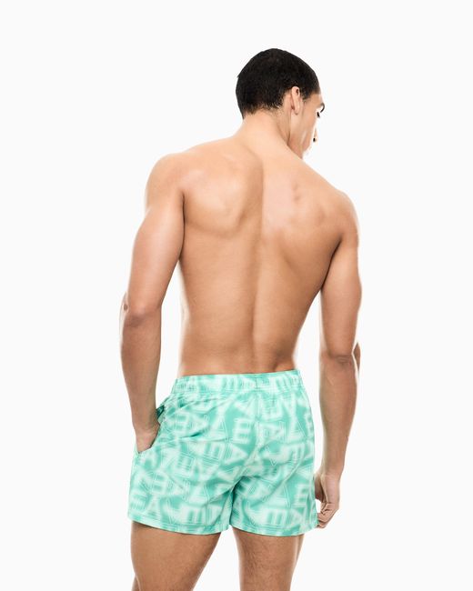 EA7 Green Graphic Series Swim Trunks With Logo Print for men