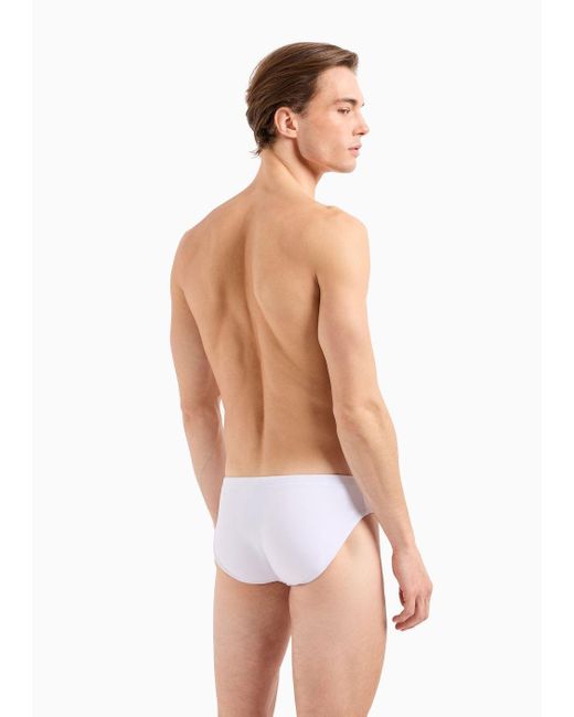 EA7 White Low-waisted Swim Briefs With Asv Logo for men
