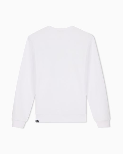 EA7 White Sweatshirt Logo Series Regular Fit Cotton Jersey for men