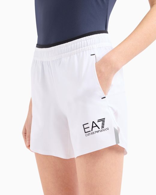 EA7 White Ventus7 Shorts With Side Pockets And Drawstring Tennis Pro