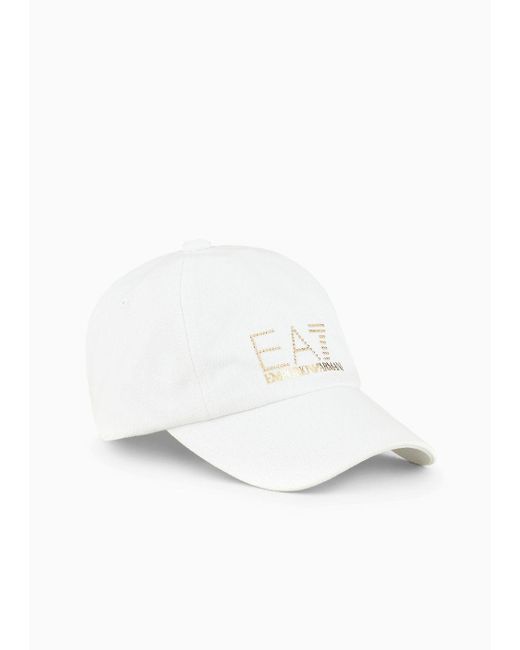EA7 White Baseball Cap With Logo