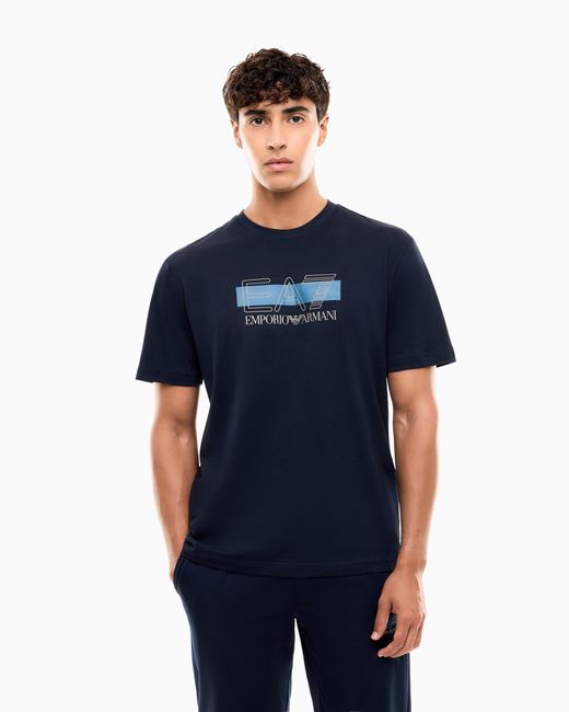EA7 Blue T-Shirt Visibility Regular Fit for men