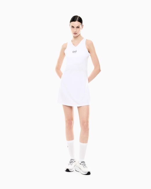 EA7 White Ventus Dress Sleeveless With Mesh And Shorts Tennis Pro