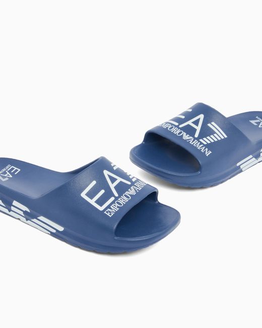 EA7 Blue Crusher Distance Slides With Oversized Logo