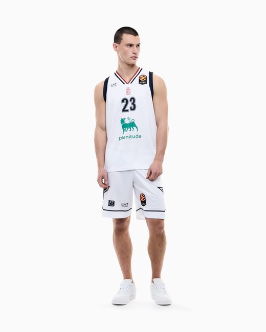 EA7 White Shorts Replica Olimpia Milano Eurolega 25/26 for men