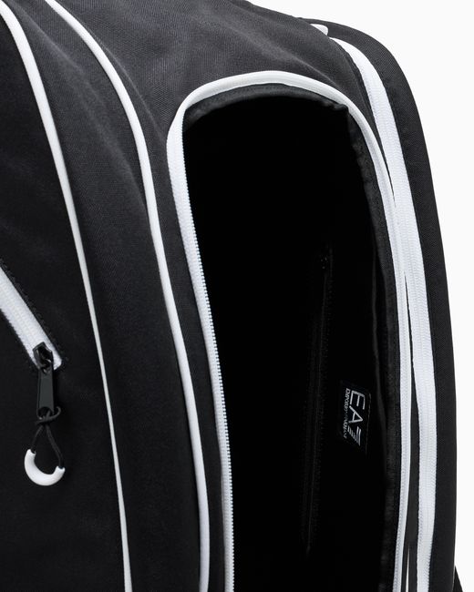 EA7 Black Water-Resistant Backpack With A Shoe Compartment Padel Bag