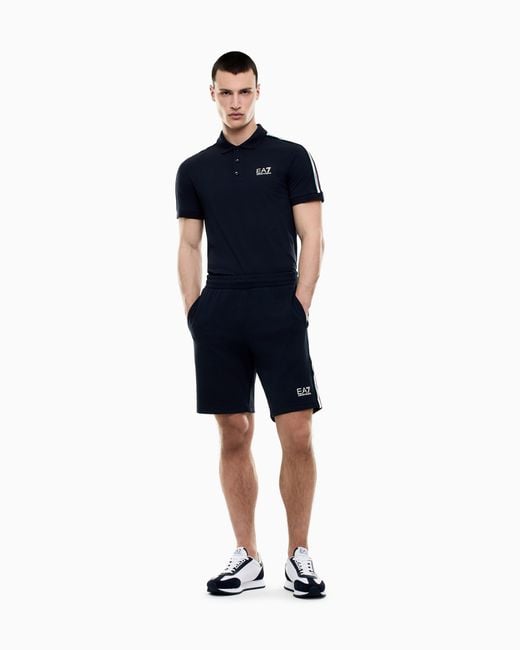 EA7 Blue Italian Spirit Cotton-Jersey Polo Shirt for men