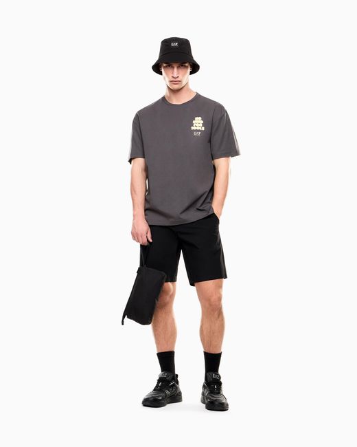 EA7 Gray Graphic Series Cotton Jersey T-Shirt for men