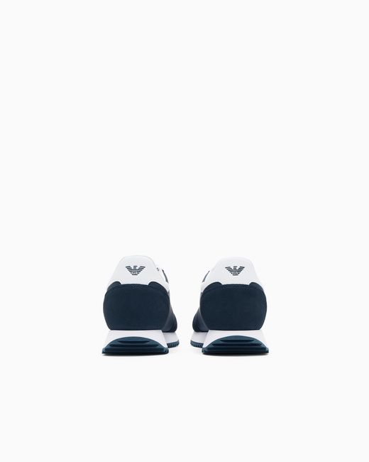 EA7 Blue Vintage Sneaker Aus Nylon Mit Wildledereinsätzen