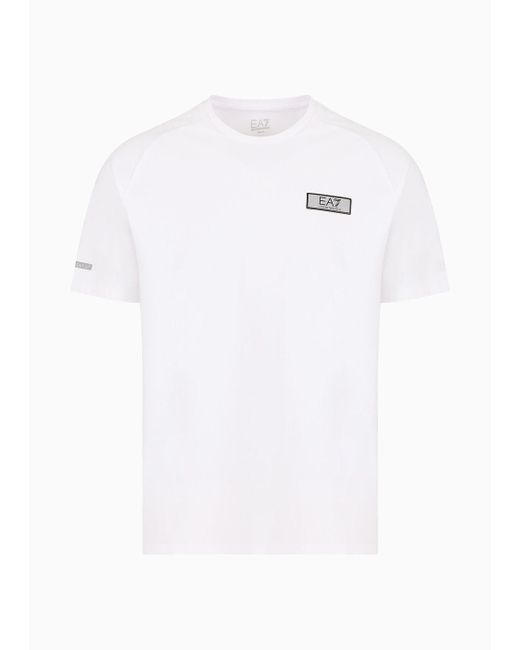 EA7 White Dynamic Athlete T-shirt In Natural Ventus7 Technical Fabric for men
