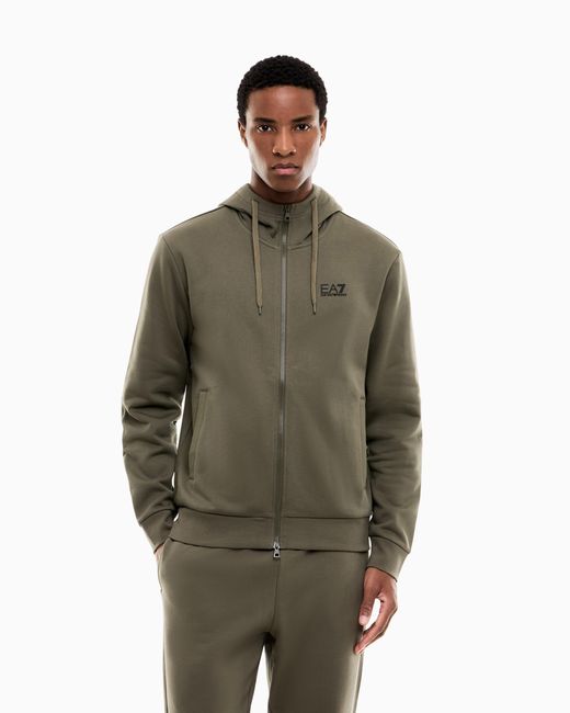 EA7 Green Regular Fit Full-Zip Hoodie Core Identity for men