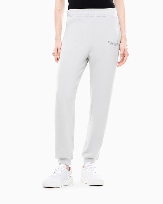 EA7 White Trousers Logo Series Regular Fit Jersey