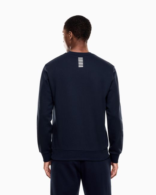 EA7 Blue Core Identity Cotton-Blend Crew-Neck Sweatshirt for men