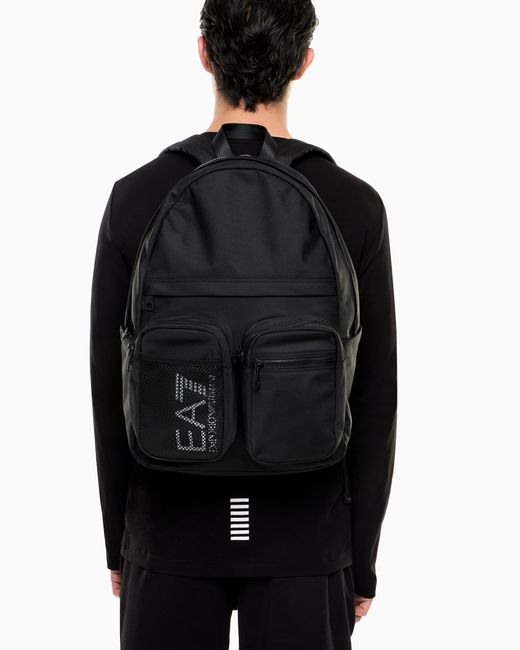 EA7 Black Technical Fabric Backpack