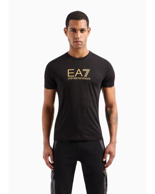EA7 Gold Label T-shirt Mit Rundhalsausschnitt Aus Pima-baumwolle in Black für Herren