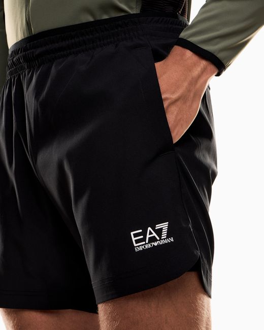 EA7 Black Technical Dynamic Shorts With A Drawstring Waist Vigor7 for men